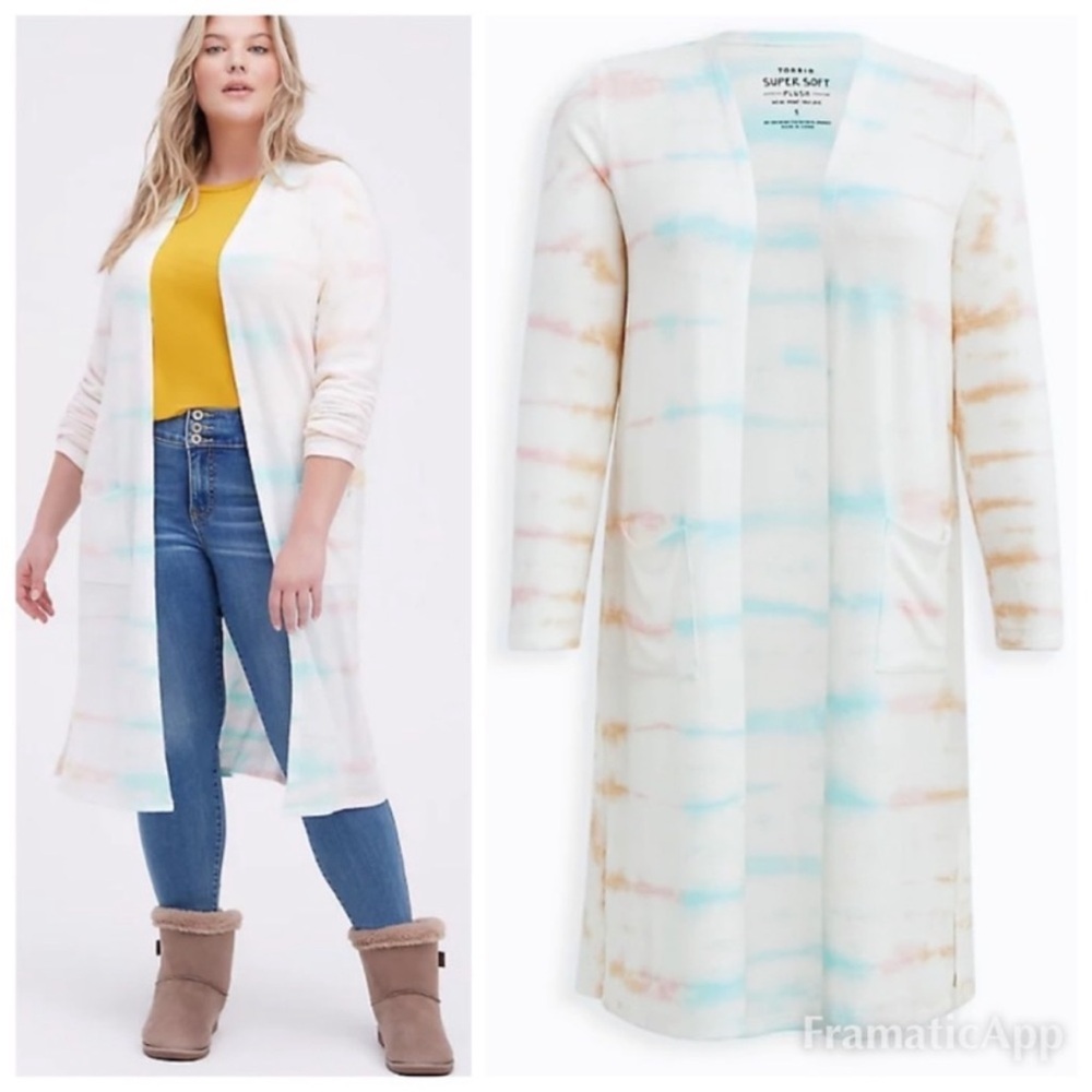 TORRID Duster - Super Soft Plush Tie Dye Cardigan Sweater‎ Women’s Size 2